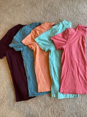 Assorted Short Sleeve Tees - Coral, Mint, Peach, Teal, Burgundy